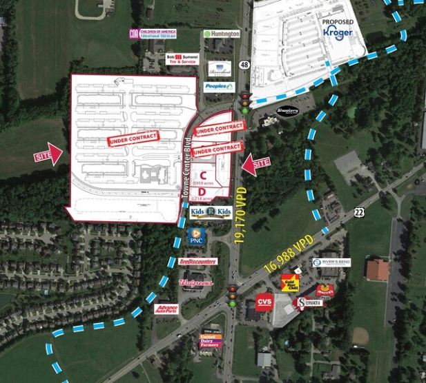 aerial view with mapping of land lots